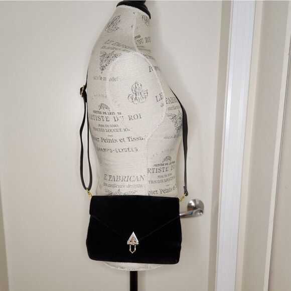 60s Black Velvet Evening Clutch Handbag Camea - Picture 3 of 12